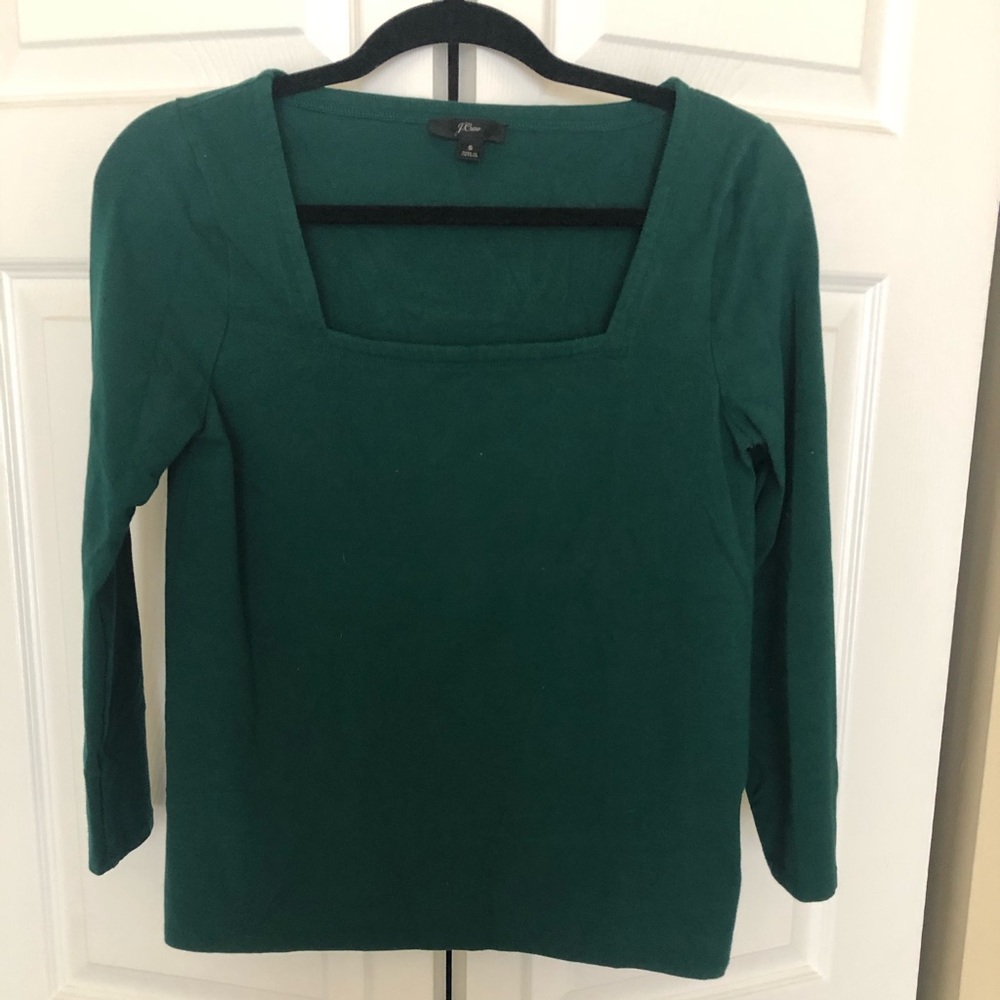JCrew Green Square Neck Top